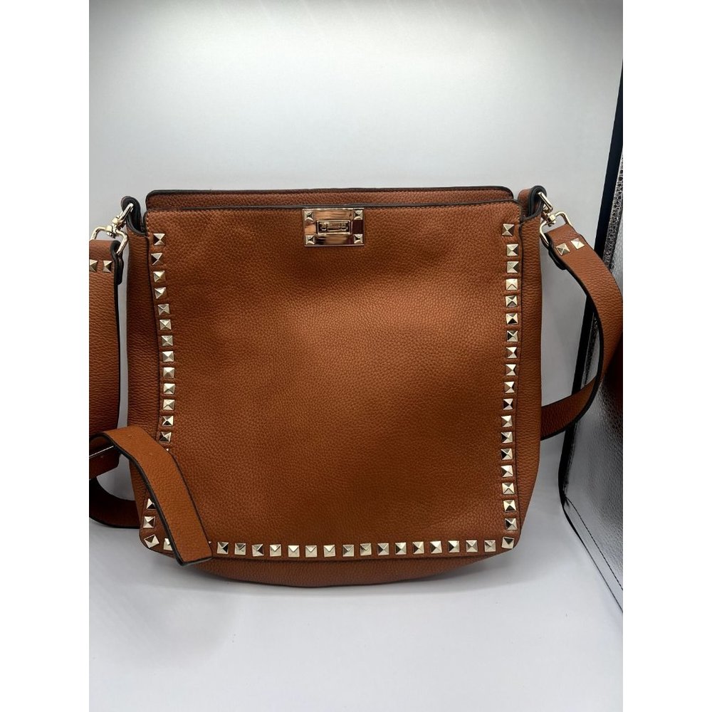 INZI Womens Brown Leather Large Handbag
